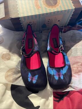 Hot Chocolate Designs Blue & Pink Butterfly Mary Jane Flats